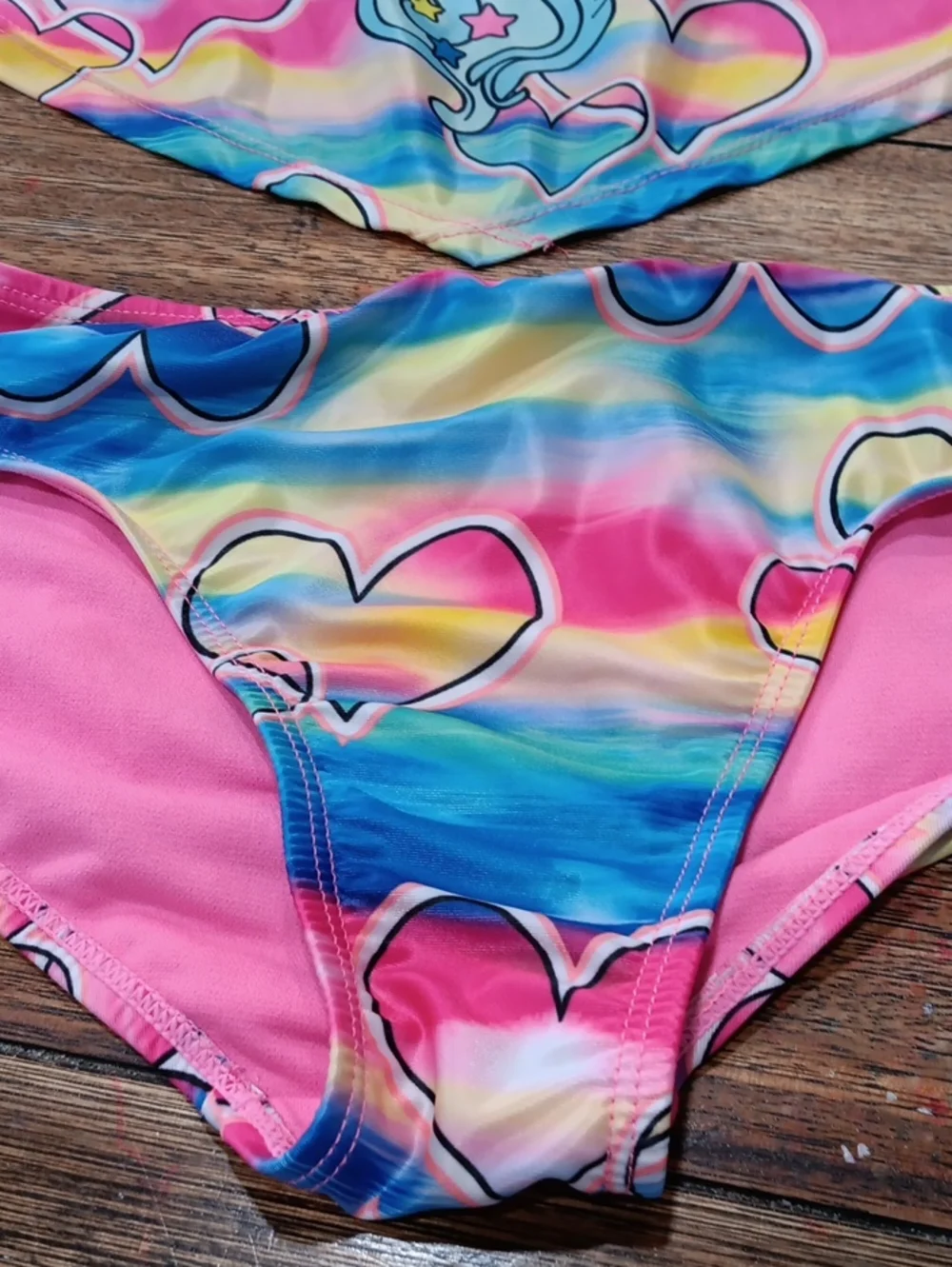 Wonder Nation Girls' Pink Rainbow Unicorn Bikini Set